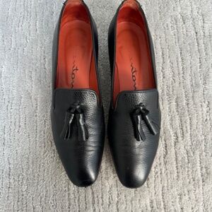 Santoni black loafer sz 37.5